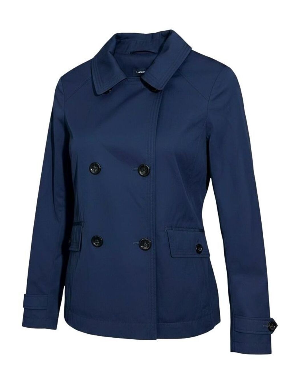 LANDS' END Womens (S) Navy Blue Double-Breasted Peacoat Style All-Weather Jacket